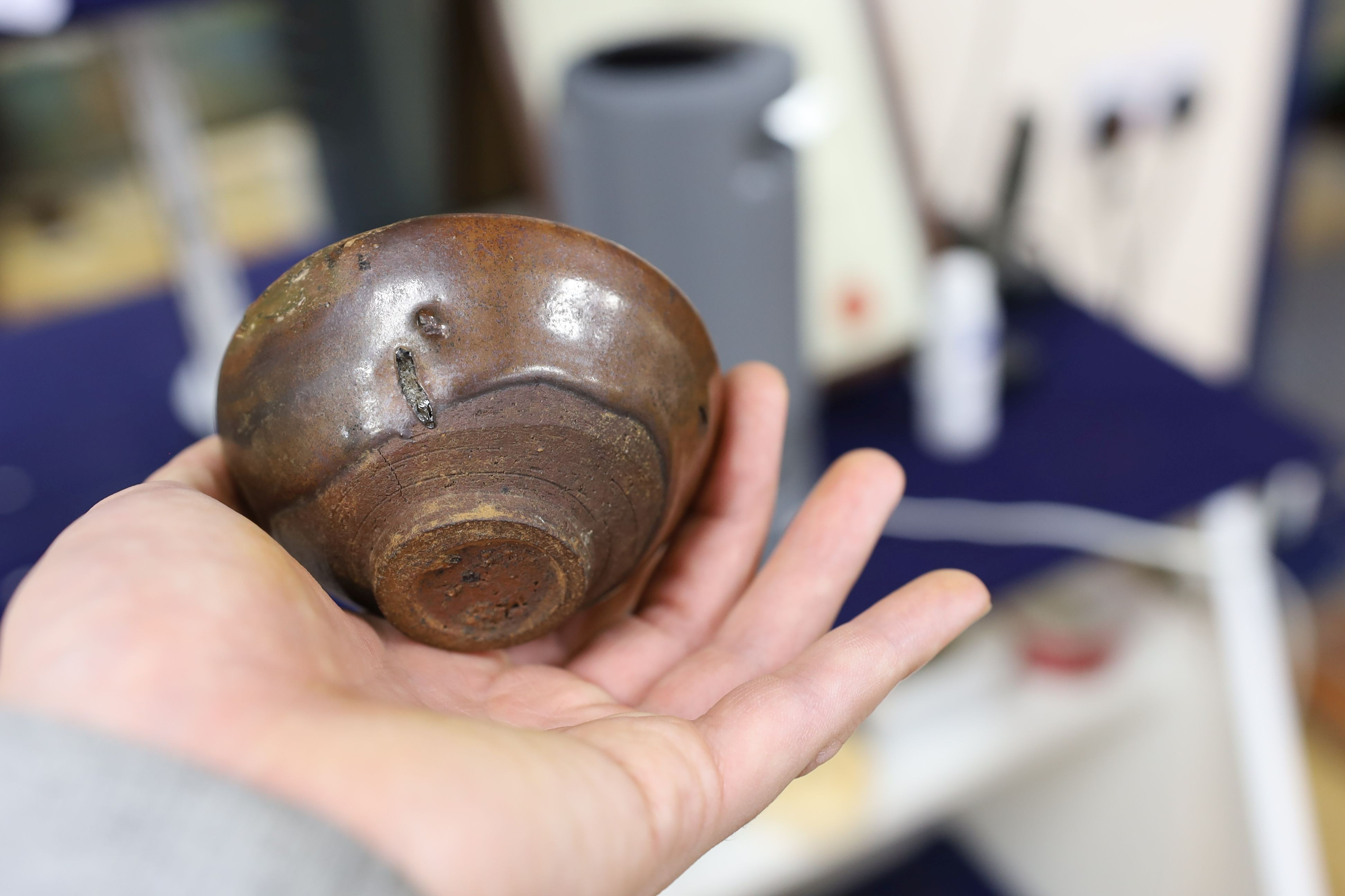 A group of Chinese Jian ware tea bowls, Song dynasty, largest 11.5 cms diameter, 7cm to 11.4cm diameter